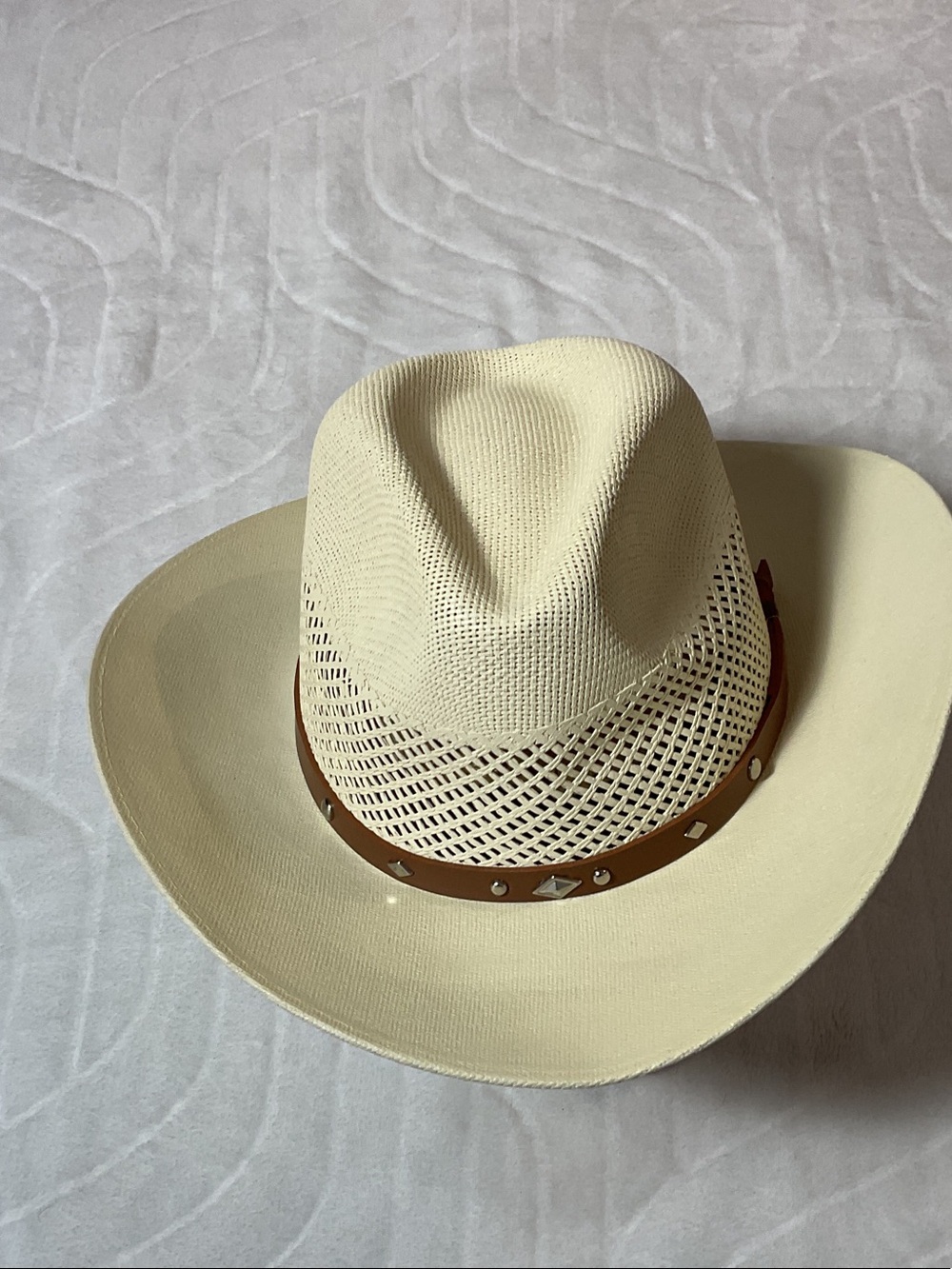 Kids Cream Straw Cowboy Hat with Brown Band